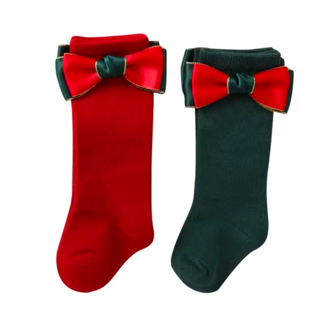Christmas Luxury Dual Color Bow Socks
