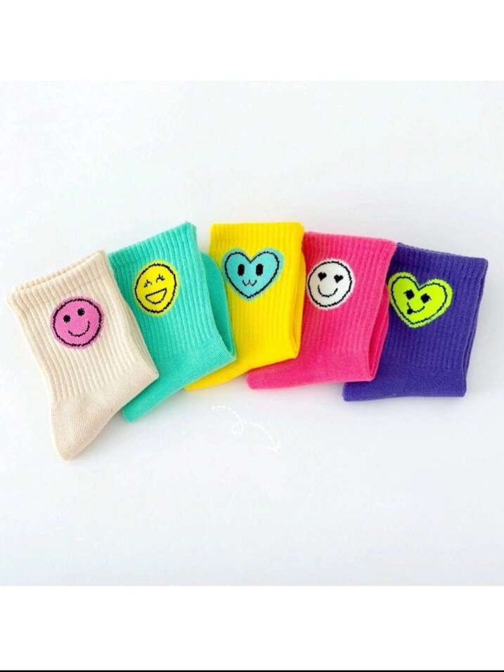 5Pairs Emoji Design Crew Socks Set