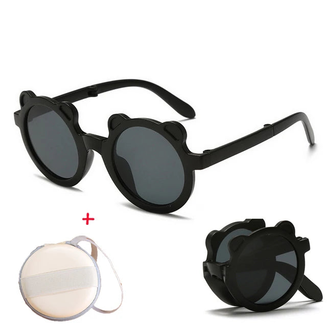 Bear Shaped Foldable Retro Sunglasses.