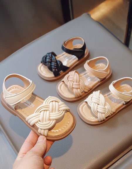 Twisted Woven Girls' Cute Sandals.