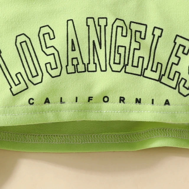 Baby Girls' Los Angeles Print Hoodie Pullover, Cami Top & Pant Set.