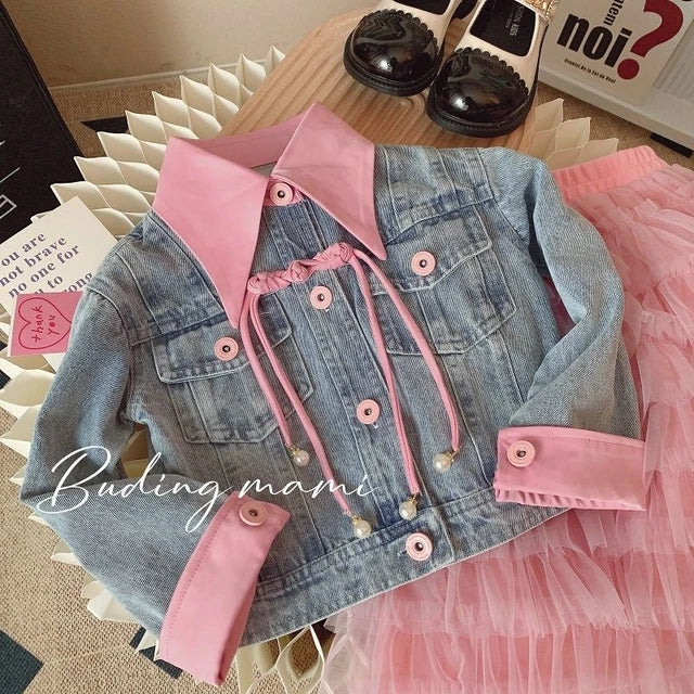 Layered Tutu Skirt and Denim Jacket Set