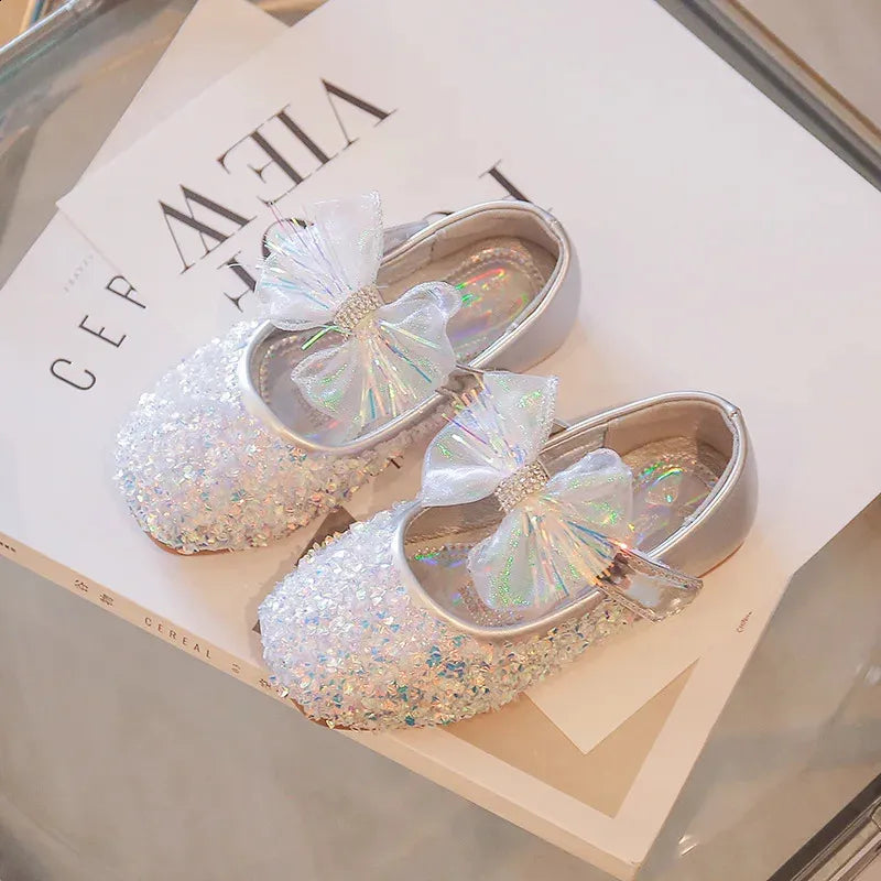 Elegant Shiny Glitter Bow Princess Shoes.