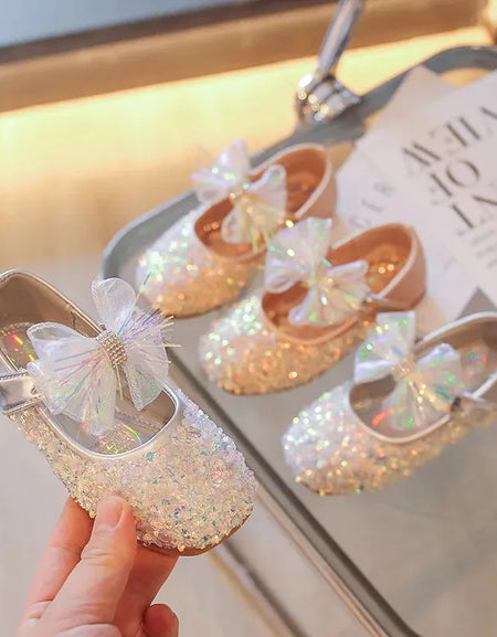 Elegant Shiny Glitter Bow Princess Shoes.