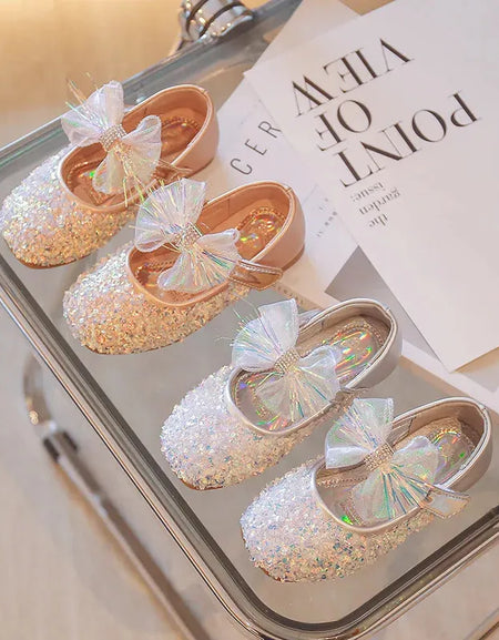 Elegant Shiny Glitter Bow Princess Shoes.