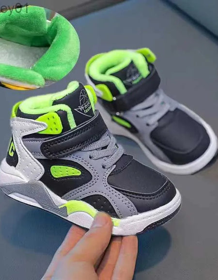 Tri-Color High Top Cozy Fleece Lined Sneaker.