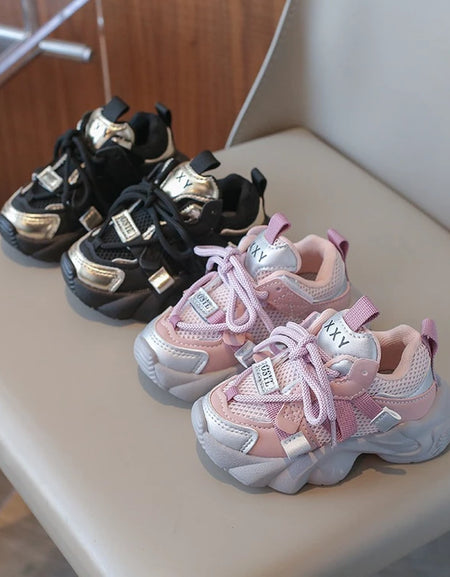 Chic Mesh Lace-up Chunky Sneakers