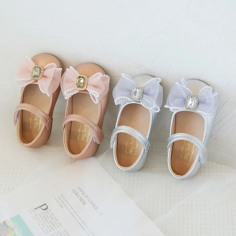 Pearl & Rhinestone Detail Double Bow Princess Shoe. – xoxobyRiley