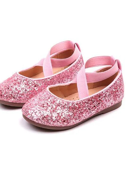 Girls' Sequin Cross-tied Ballet Flats
