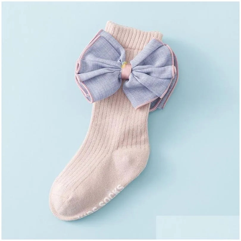 Big Bow Self Striped Knitted Socks