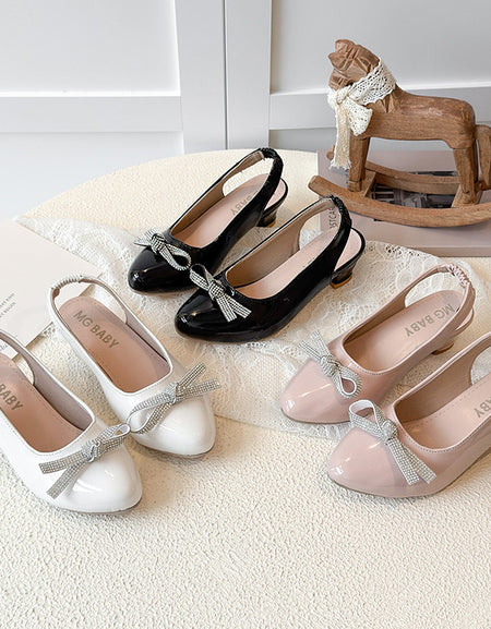 Pearlshine Bow Slingbacks with Kitten Heel