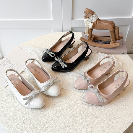 Pearlshine Bow Slingbacks with Kitten Heel