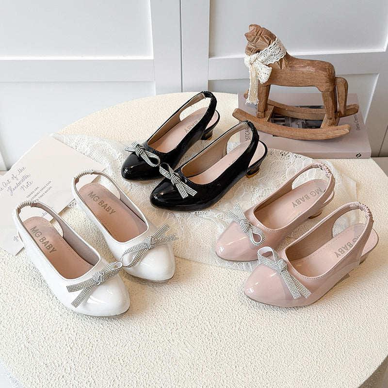 Pearlshine Bow Slingbacks with Kitten Heel