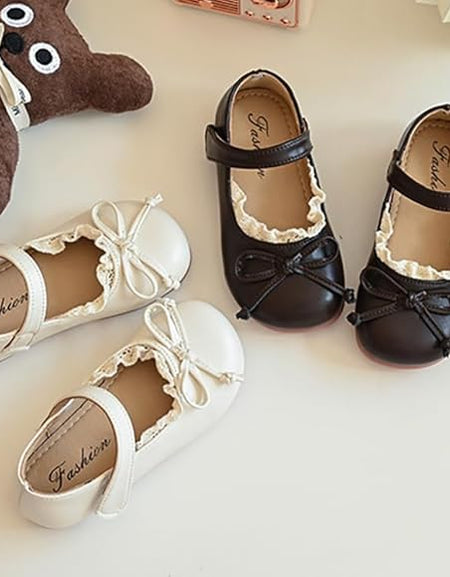 Vintage Lace& Bow Girls Flats