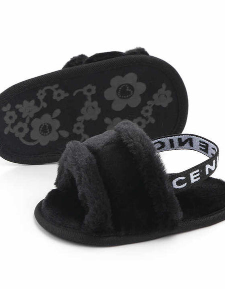 Fluffy Faux Fur Sling Back Slides