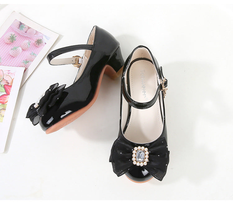 Pearl Twinkle Charm Pumps with Block Heels
