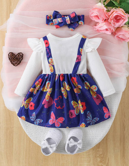 Butterfly Whimsy Pinafore Dress with Headband