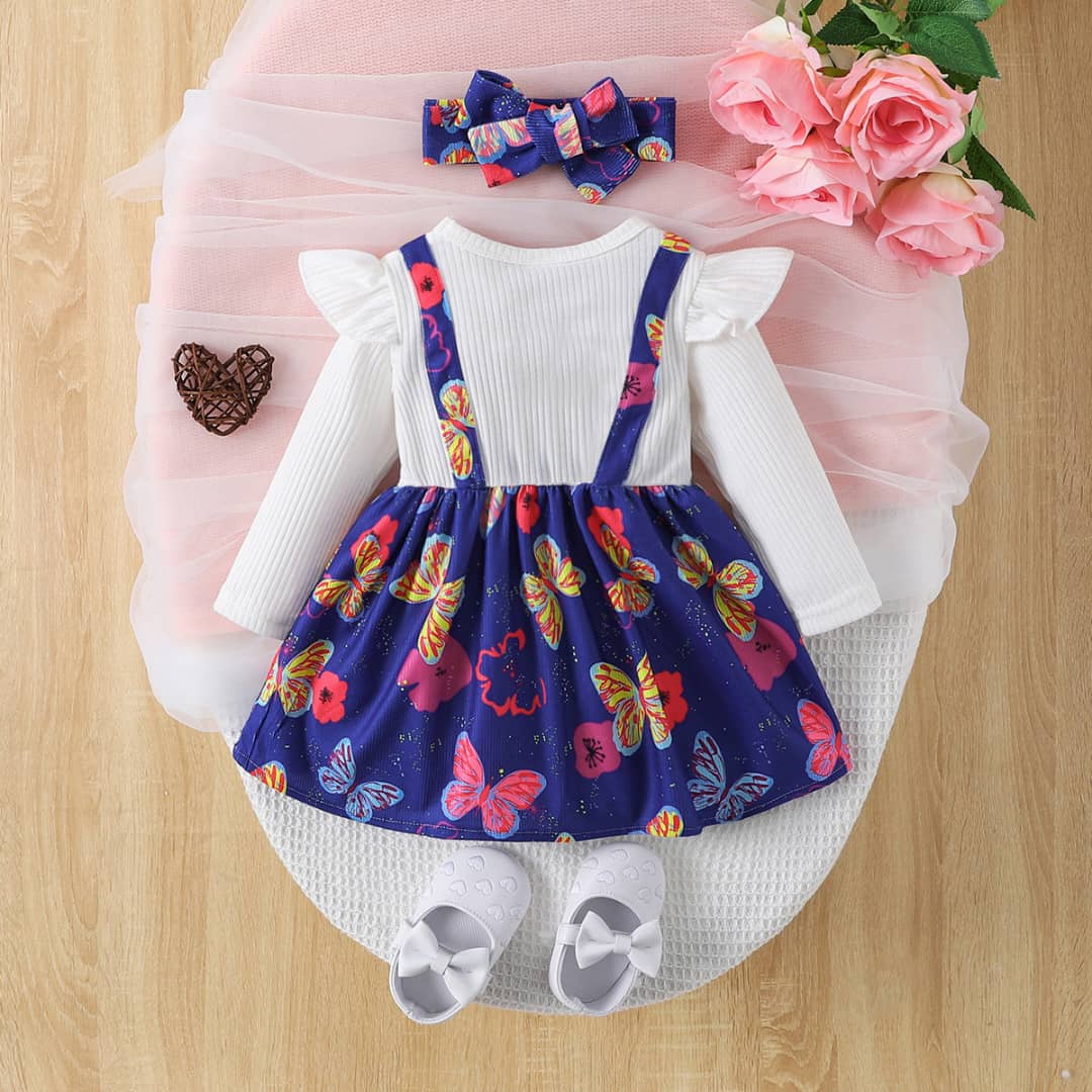 Butterfly Whimsy Pinafore Dress with Headband