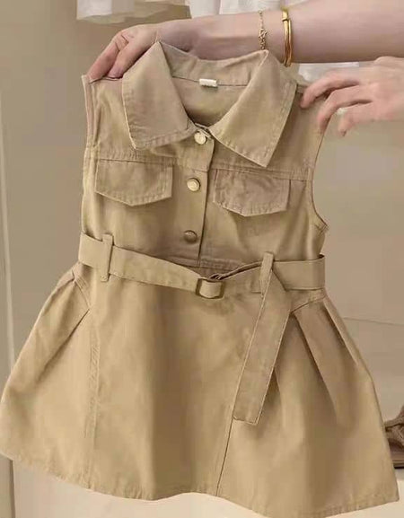 Sleeveless Belted Trench Dress