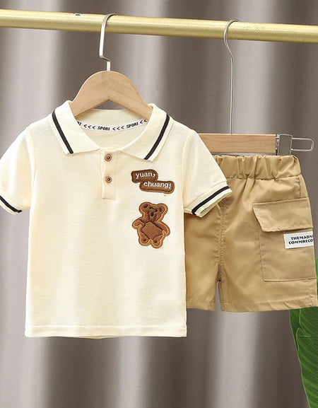 Teddy Cut-out Polo T-shirt and Short Set