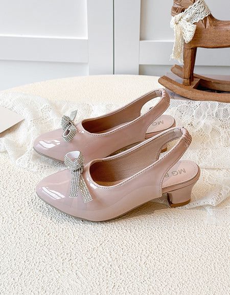 Pearlshine Bow Slingbacks with Kitten Heel