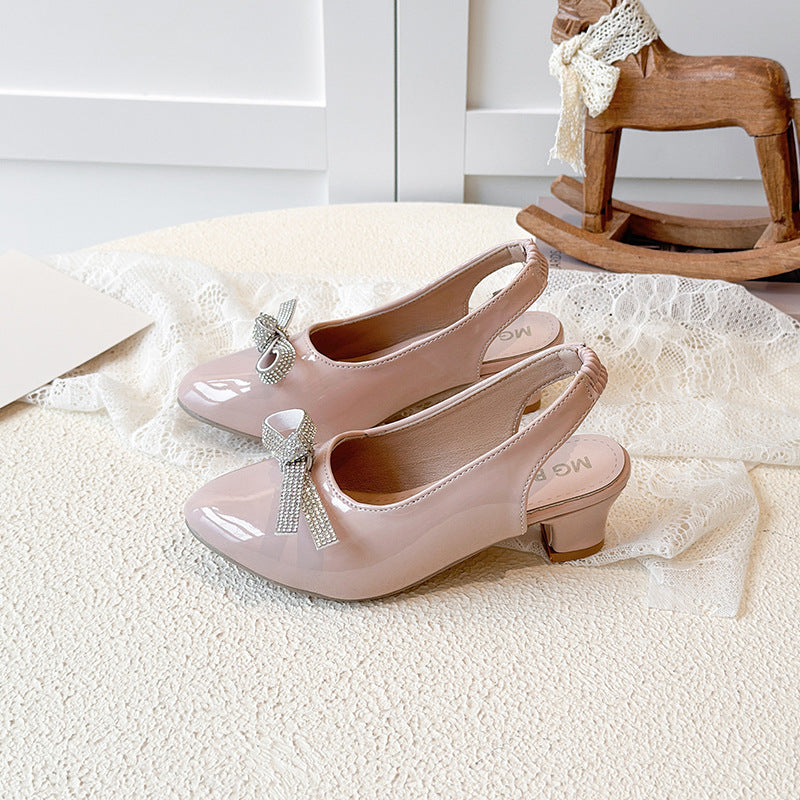 Pearlshine Bow Slingbacks with Kitten Heel