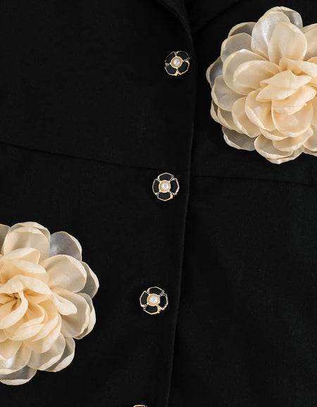 Elegant Flower Applique Blazer Dress