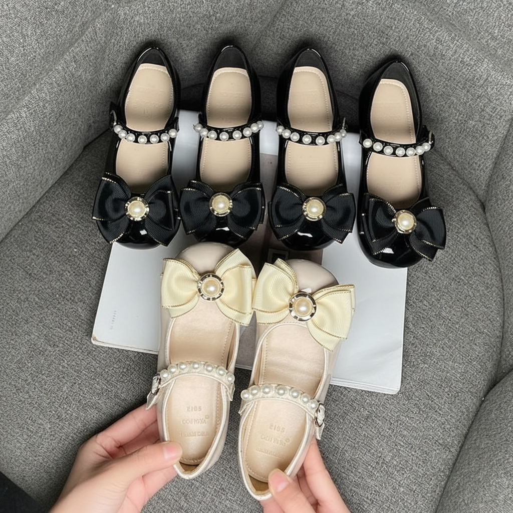 Ruby Messy Bow Glossy Girls Shoe
