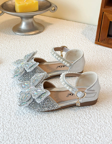 Duo Butterfly Sparkle Pearl-Strap Flats