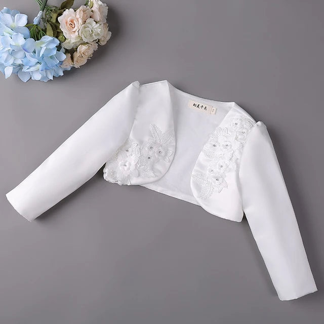 Lustrous Flower Embossed Bolero Jacket