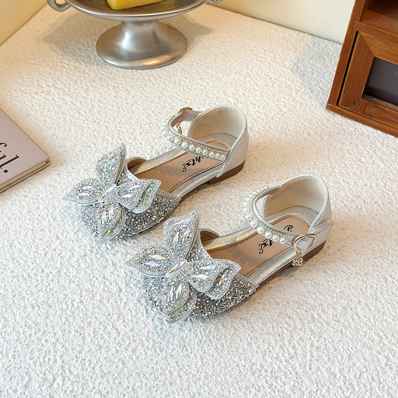 Duo Butterfly Sparkle Pearl-Strap Flats