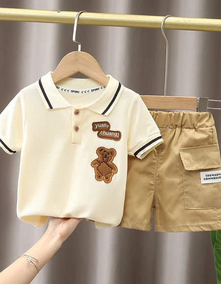 Teddy Cut-out Polo T-shirt and Short Set
