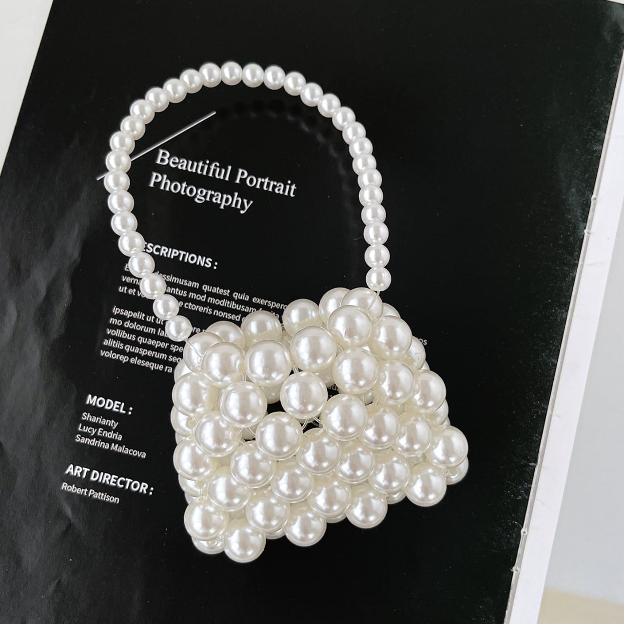 Girls' Mini Pearl Beaded Bag.