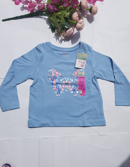 Primark Girls' Butterfly Longsleeve T-Shirt.