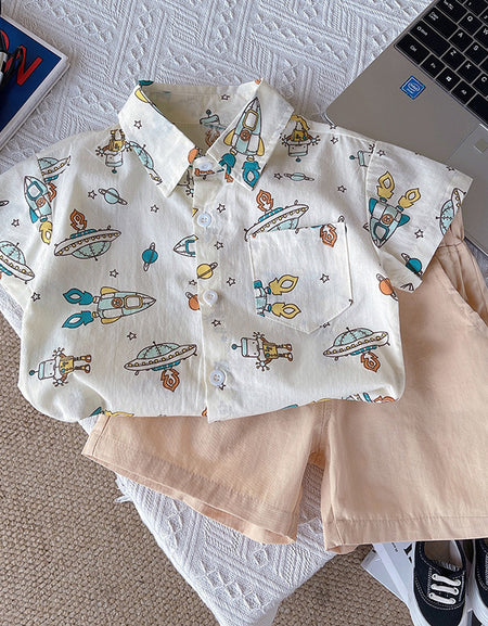 Space Graphic Shirt & Shorts Set