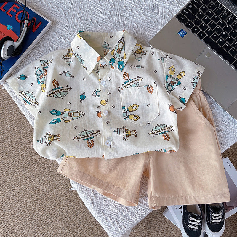 Space Graphic Shirt & Shorts Set