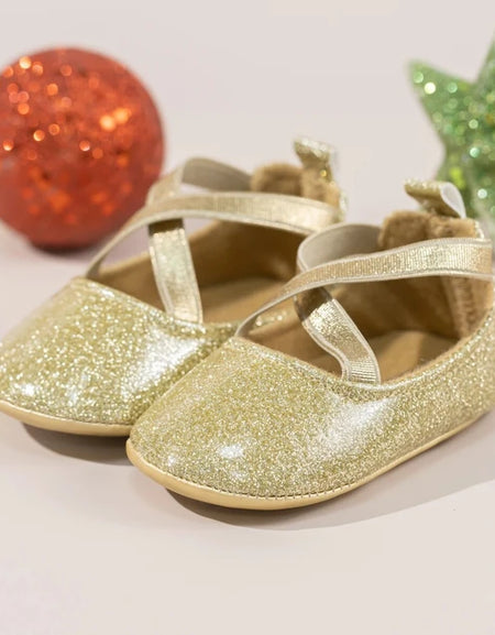 Shimmery Cross Strap Baby Shoes