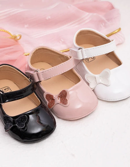 Glittery Side Bow Baby Shoe