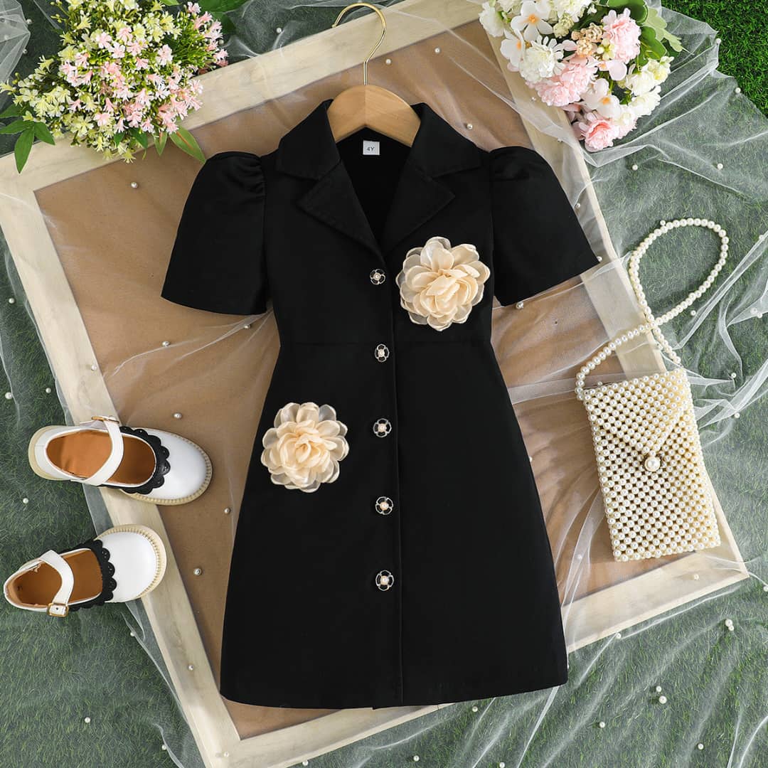 Elegant Flower Applique Blazer Dress