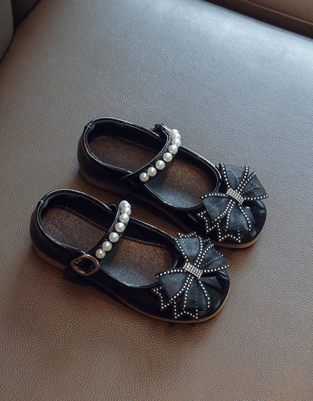 Luxe Double Bow Patent Beaded Strap Shoe