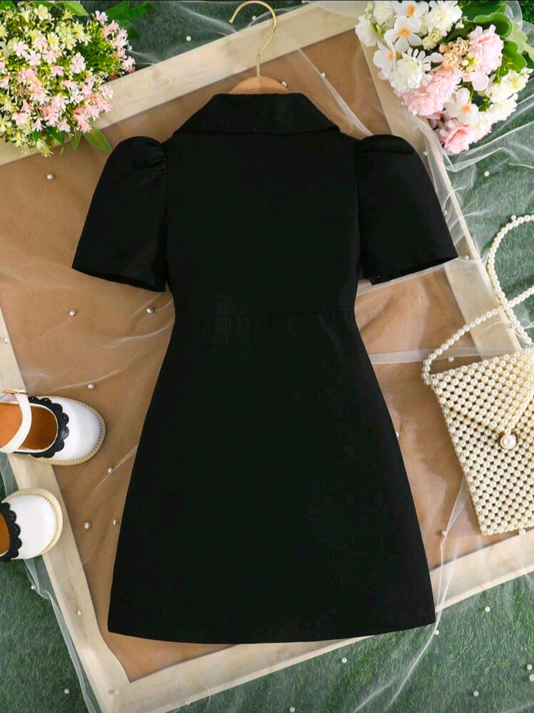 Elegant Flower Applique Blazer Dress