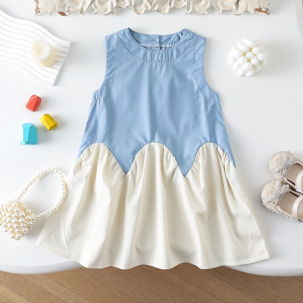 Bicolor Sleeveless Patchwork Dress