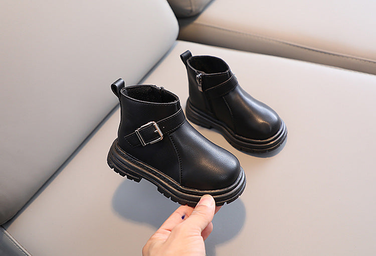 The Petite Cavalier | Premium Kids Leather Ankle Boot with Artisan Buckle Accent