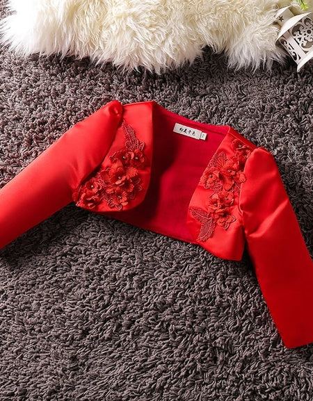 Lustrous Flower Embossed Bolero Jacket