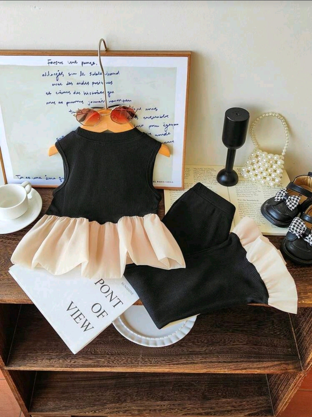 Pearl Pop, Rose & Ruffle Pants Set