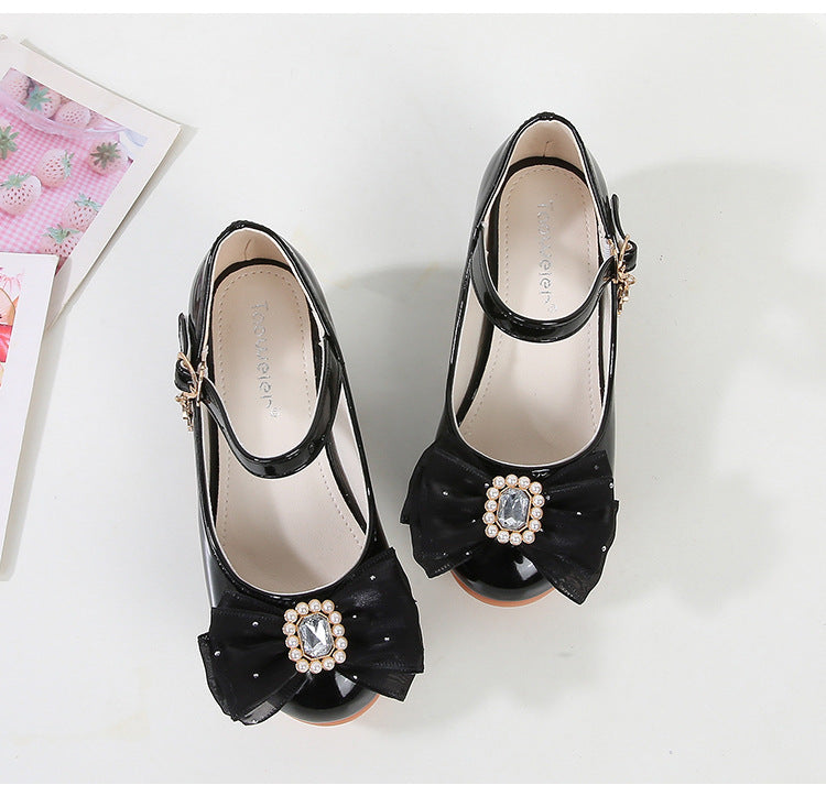 Pearl Twinkle Charm Pumps with Block Heels