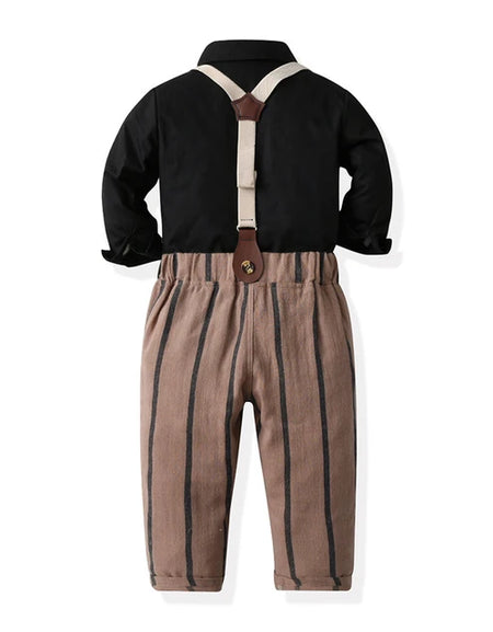 Lil Gent Striped Pant, Shirt, Suspender& Bowtie Set