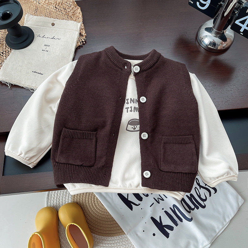 Brown - Toned Cozy Cardigan 3piece Set