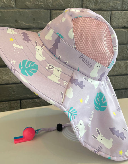 Printed Wide-brim Fisherman Bucket Hat with Whistle