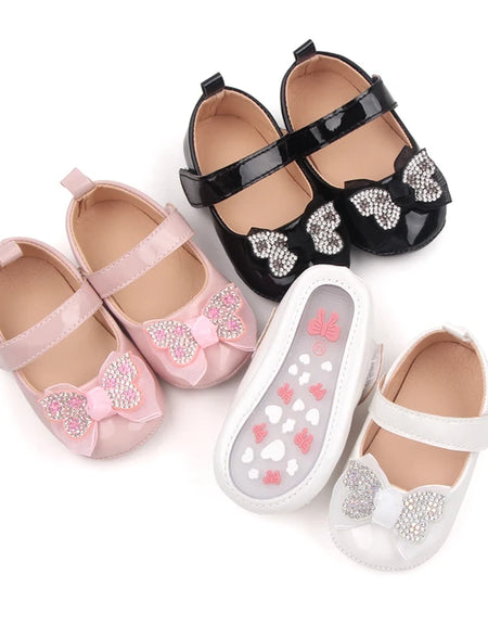 Studded Butterfly Bow Baby Shoes